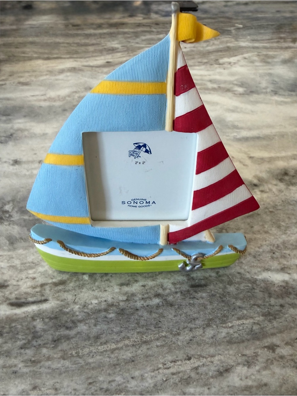 Sonoma Kids Sailboat Photo Frame in Blue, Red & Yellow